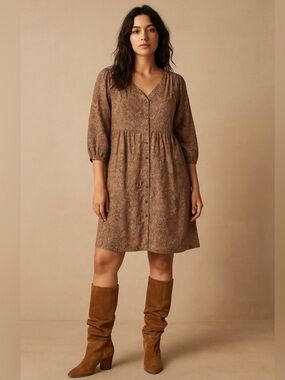 East 100% Cotton Dress Block printed dress  PTP 24